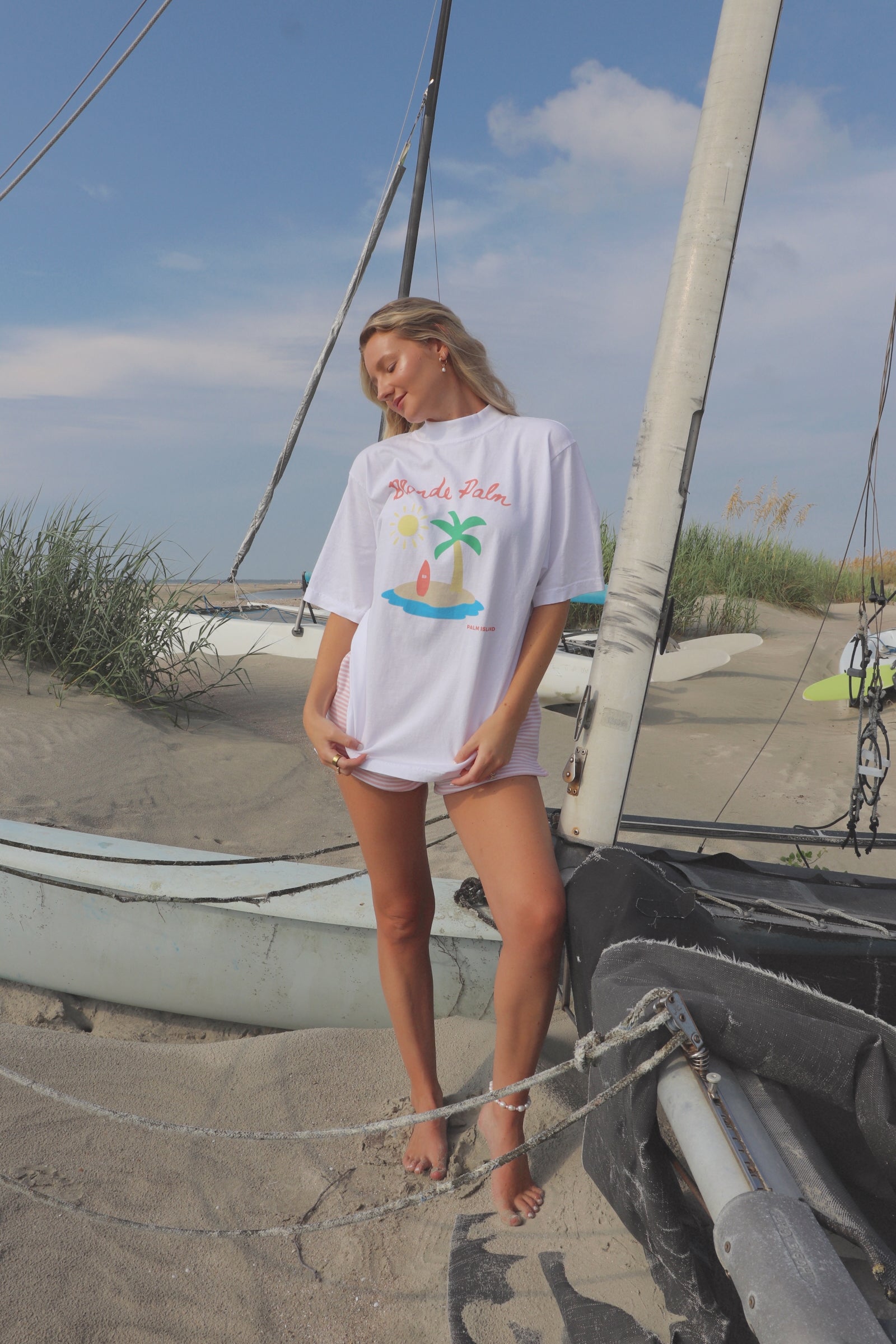 Womens beach graphic tee, coastal tshirt
