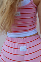 Blonde Palm pink and white stripe double layer tank top in coastal Womens lifestyle brand